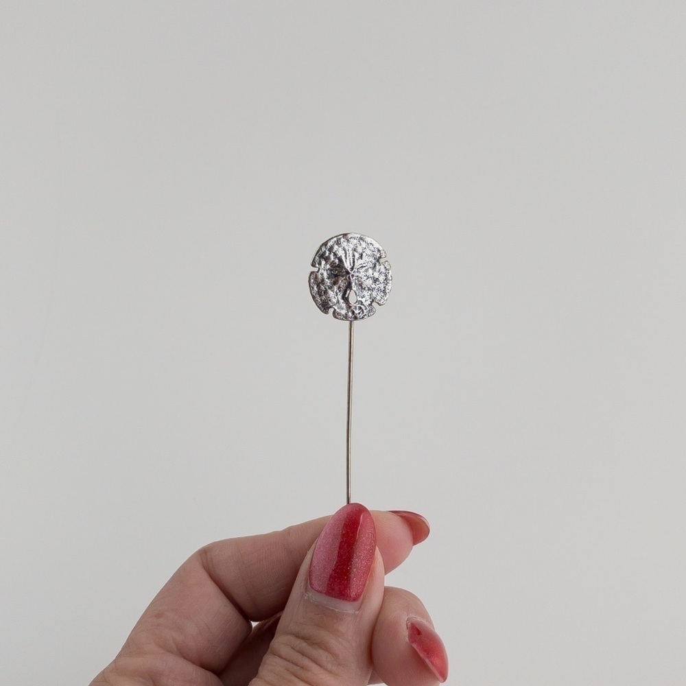 Vintage Beau Sterling Silver Sand Dollar Stick Pin Hat Pin Brooch Lapel